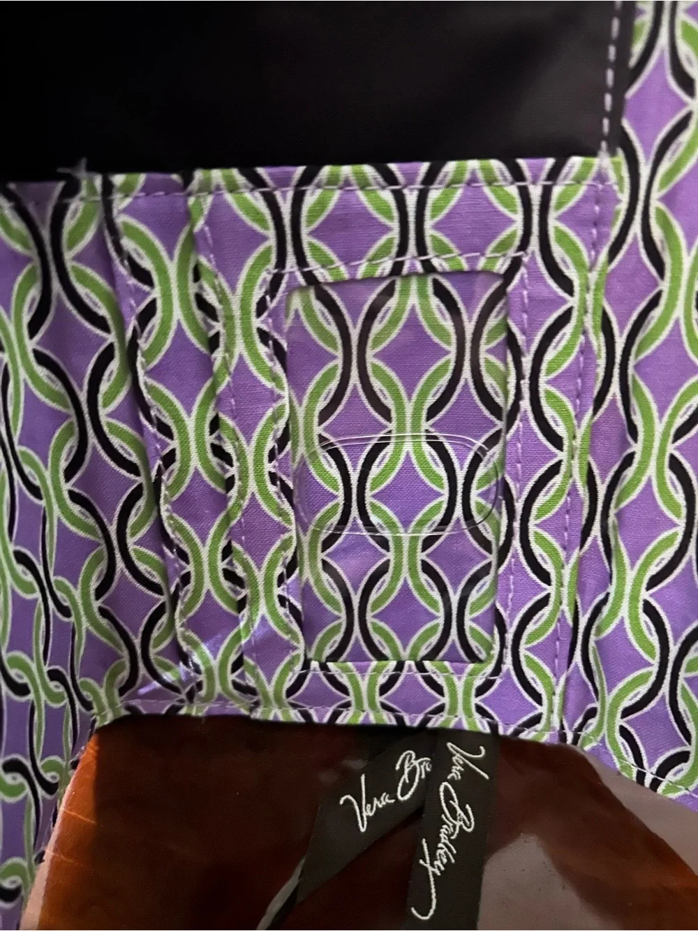 Vera Bradley Quilted Floral Trifold Wallet in Purple, Green and Black
